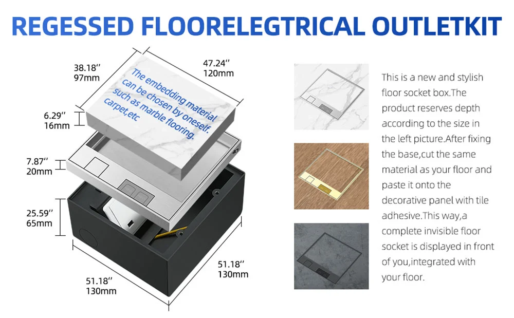 130 recessed floor socket