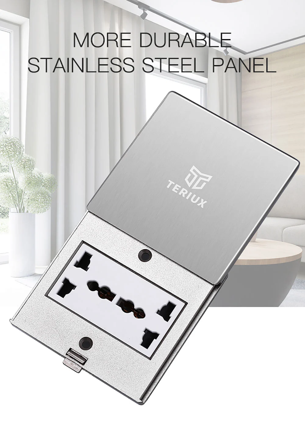 Small 86 Flat push floor socket silver