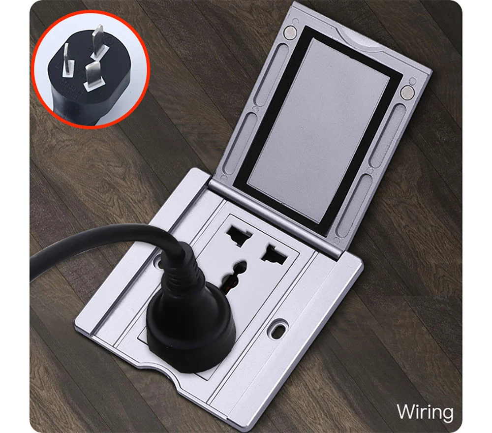 Flat flip floor socket silver