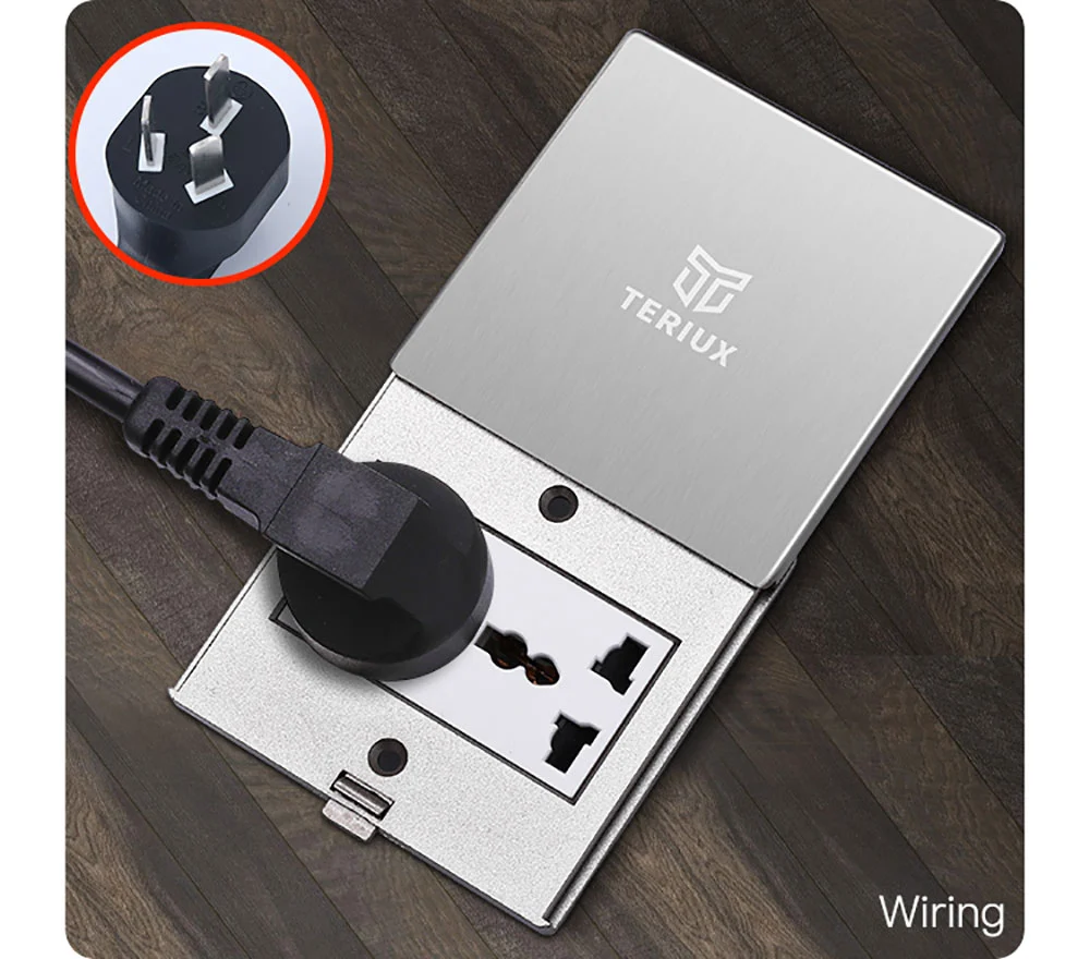 Small 86 Flat push floor socket silver